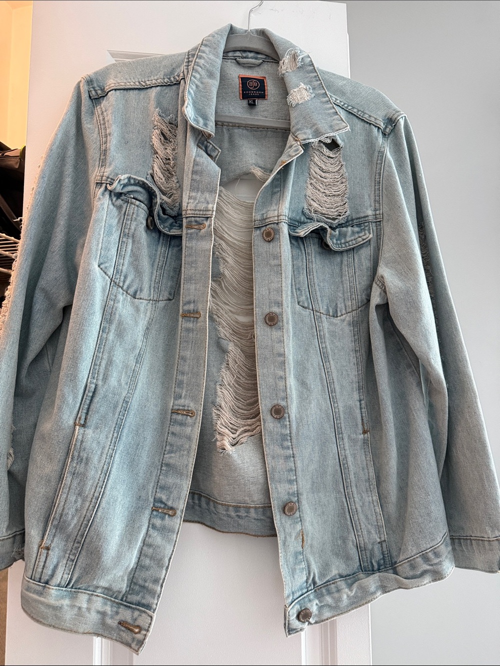 Boom Boom Jeans Light Blue Distressed Denim Jacket